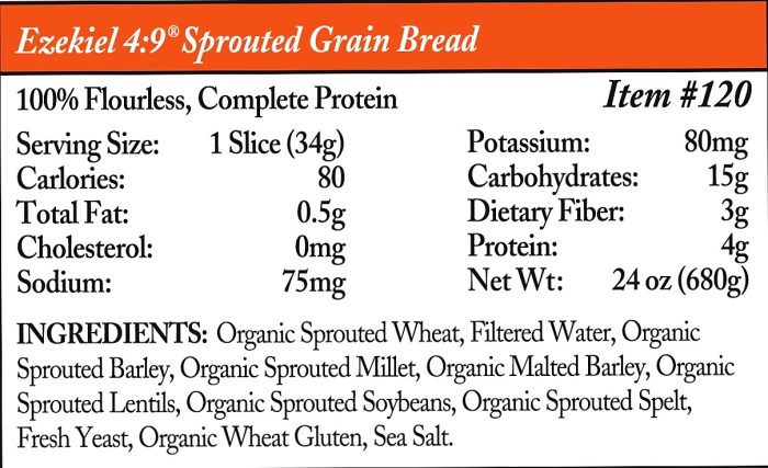 Bread ezekiel ingredients sesame sprouted grain food nutritional nutrition life protein good baking inc source company healthjade